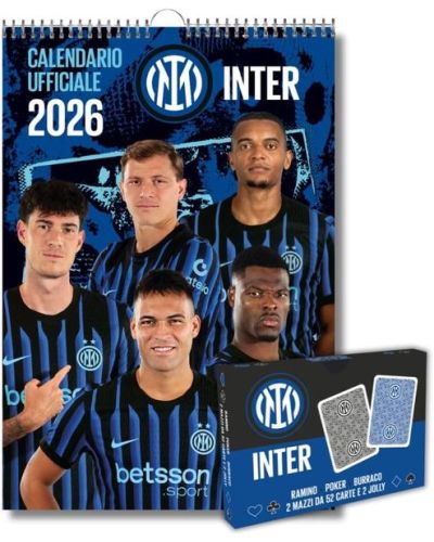 Calendario verticale Inter 2026 + Mazzo di carte