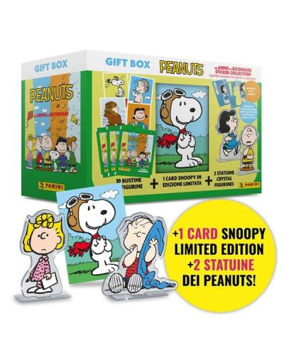Peanuts Gift Box C (10 bustine figurine + 1 Card Snoopy Aviatore + Statuine Linus e Sally)